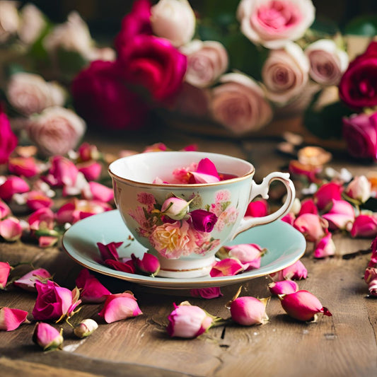 Ceai cu boboci de trandafiri albi si rosii